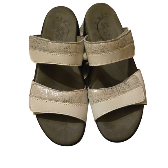 SAS Sandals Size 8M Nudu Slide White/Silver Comfort Slide On Grandma Core - Picture 5 of 16
